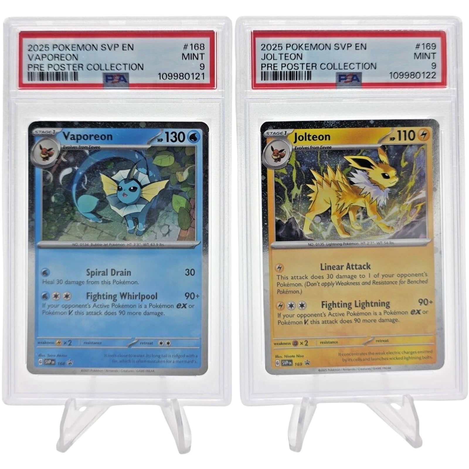 POKEMON SVP EN-SV BLACK STAR PROMO VAPOREON JOLTEON PRE POSTER COLLECTION PSA 9