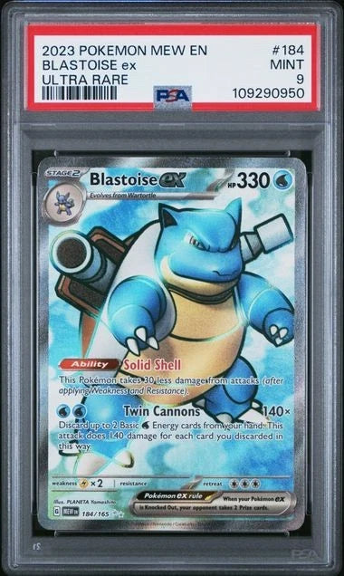 2023 POKEMON MEW EN-151 ULTRA RARE #184 BLASTOISE EX PSA 9