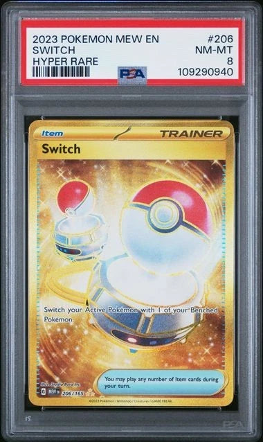 SWITCH 2023 POKEMON SCARLET & VIOLET 151 HYPER RARE B 206/165 PSA 8