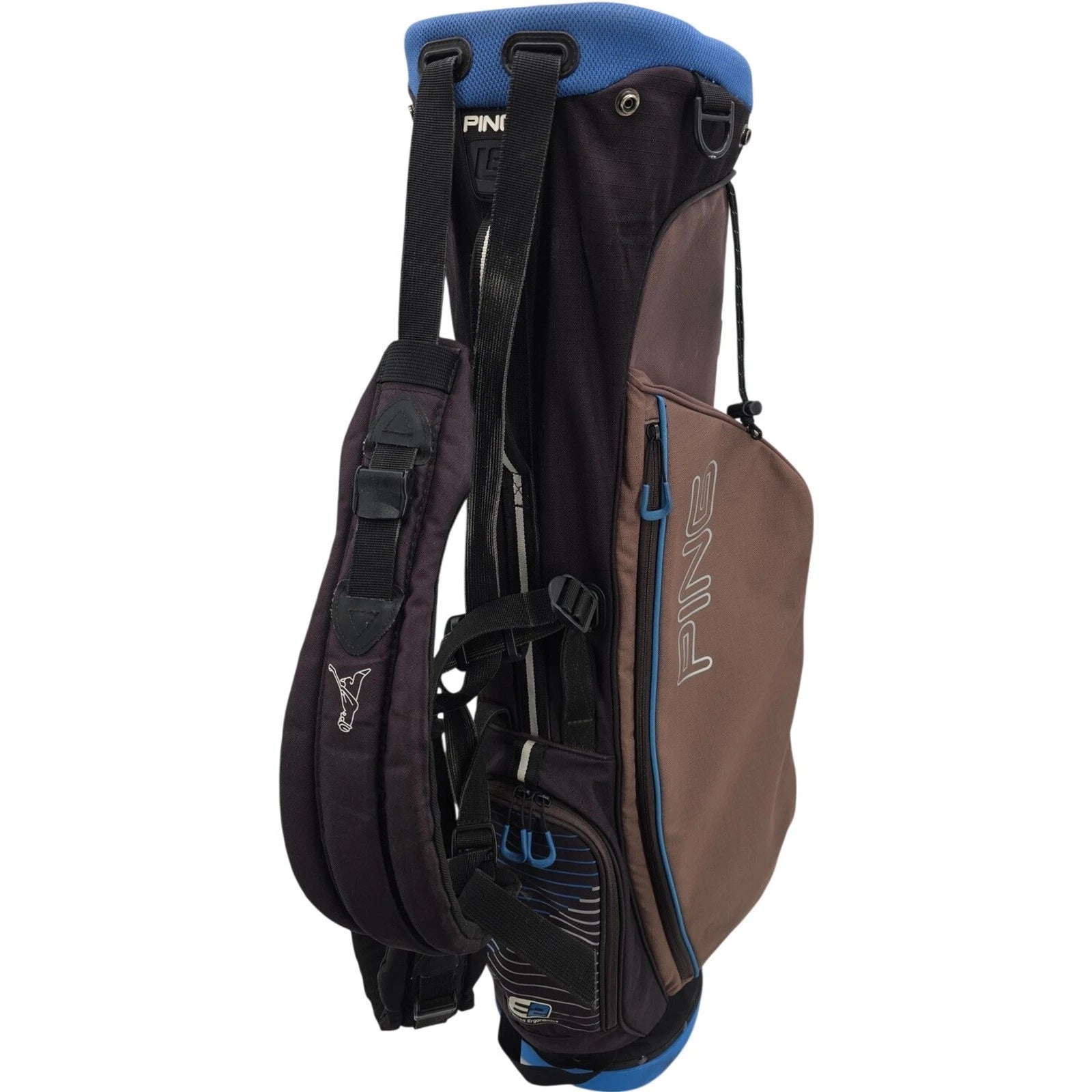 PING Stand Golf Bag Carry Dual Strap Brown Black Blue Lightweight 4-Way Top