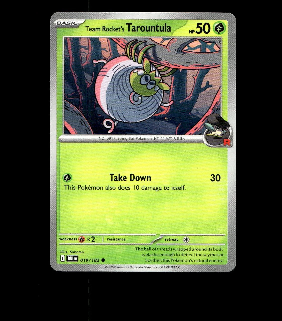 Team Rocket's Tarountula – 019/182 – Destined Rivals Non Holo Near Min