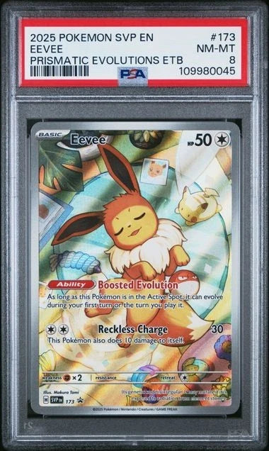 Pokemon Cards PSA 8 NM-MT Eevee Prismatic Evolutions ETB Promo S&V 173