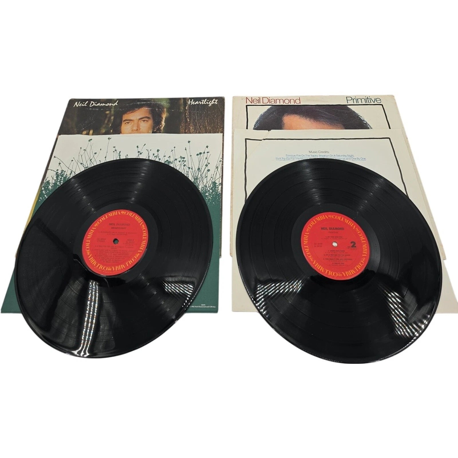 Neil Diamond Heartlight and Primitive Vinyl LP Records Lot of 2