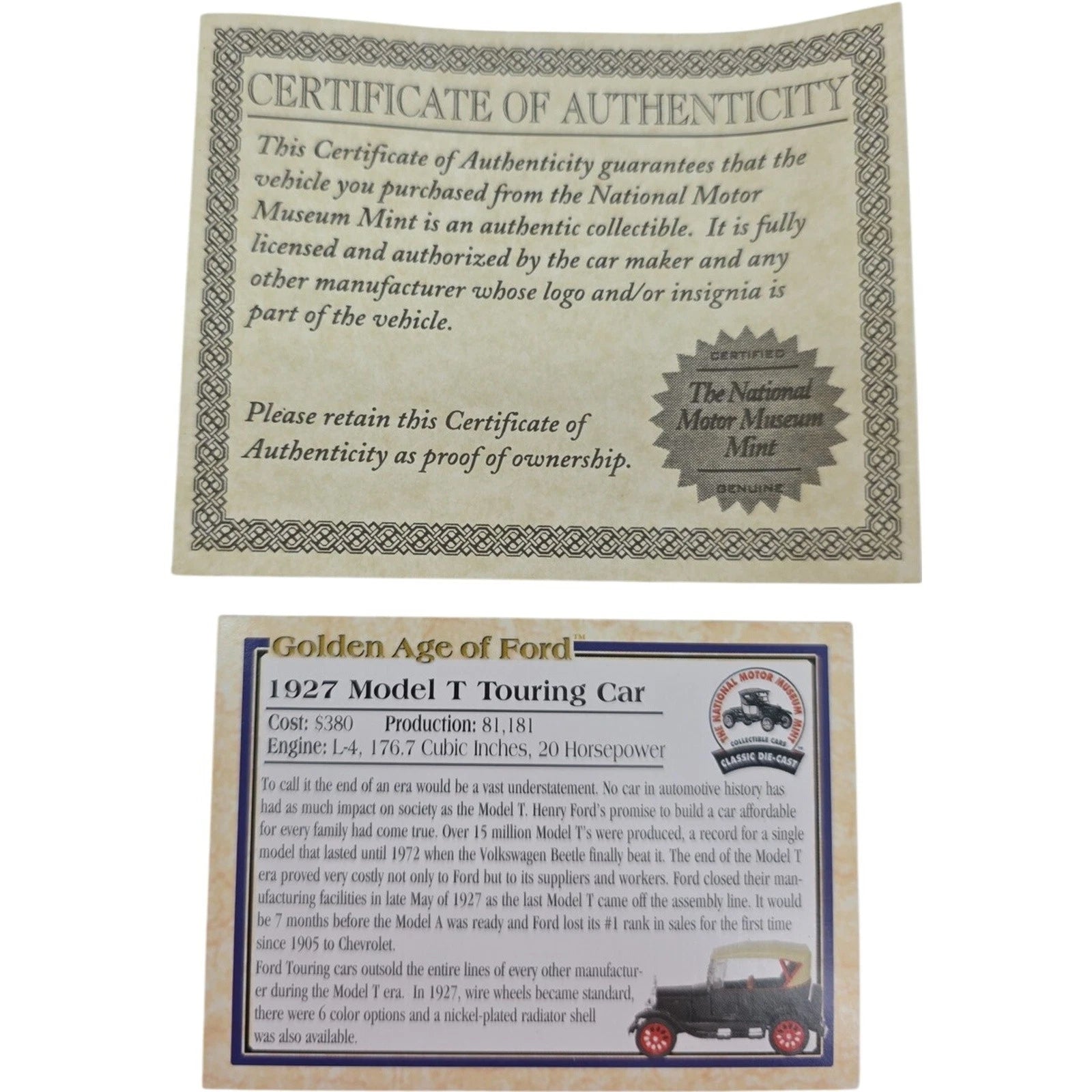 The National Motor Museum Mint 1927 Ford Model T Touring Diecast Car