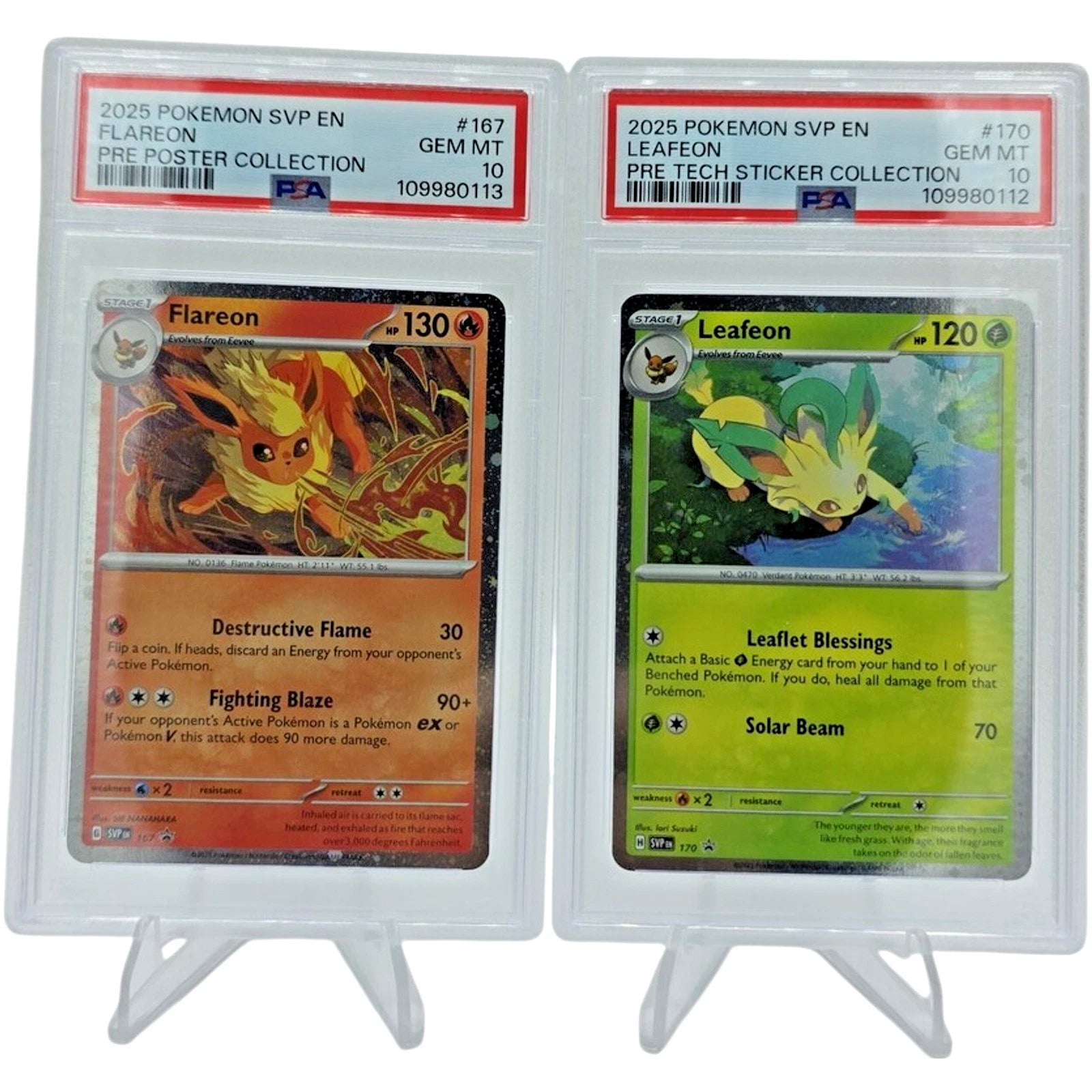 2025 POKEMON SVP EN-SV FLAREON LEAFEON BLACK STAR PROMO PSA 10