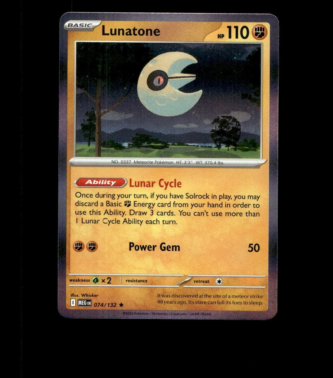 Lunatone – 074/132 – Mega Evolution – Holo – Near Mint - Pokemon Card TCG