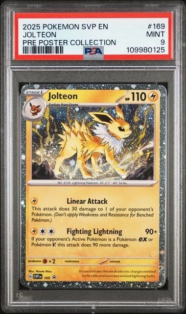 2025 POKEMON SVP EN-SV BLACK STAR PROMO #169 JOLTEON PRE POSTER COLLECTION PSA 9
