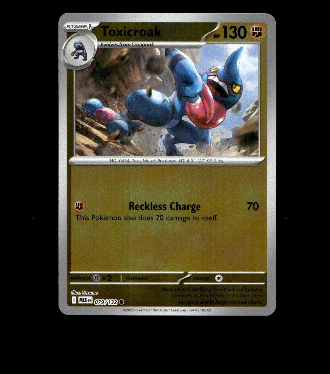 Toxicroak – 079/132 – Mega Evolution – Reverse Holo – Near Mint - Pokemon Card
