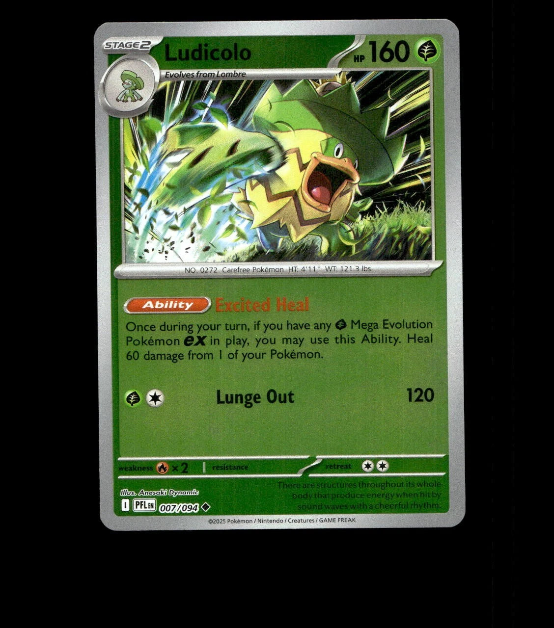Ludicolo – 007/094 – Phantasmal Flames – Reverse Holo Near Mint
