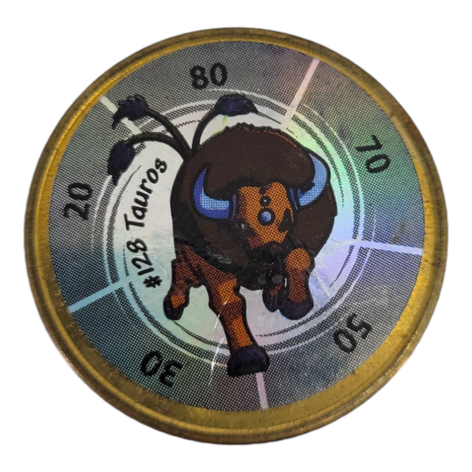1999 Vintage Nintendo Hasbro Pokemon Battle Coin Gold Tauros #128