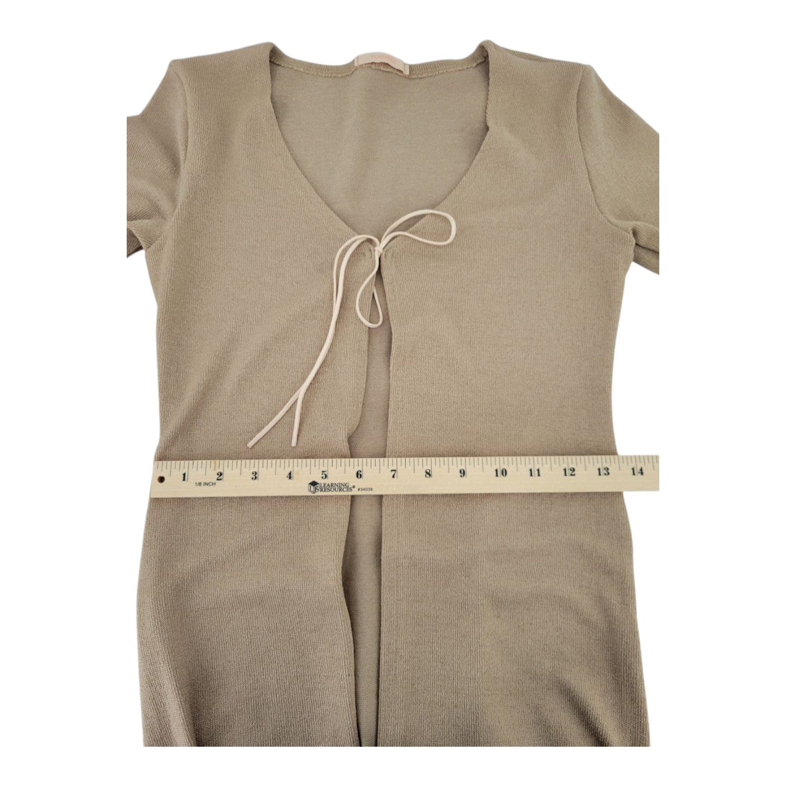 Forever 21 Women's Beige Knit Tie-Front Cardigan Sweater Dress Long Sleeve