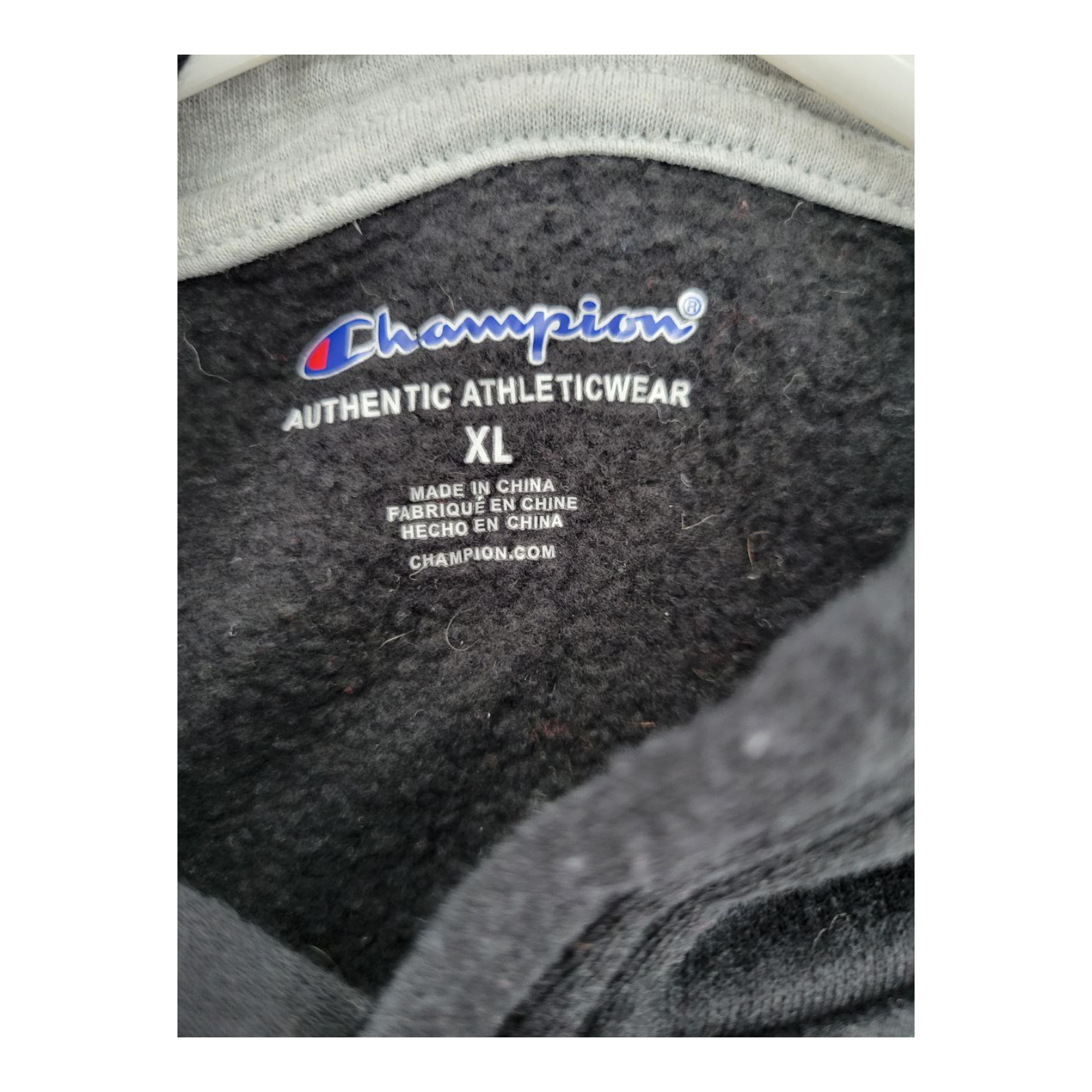 Champion Black Hoodie Embroidered Logo Pullover Sweatshirt Unisex Kids XL