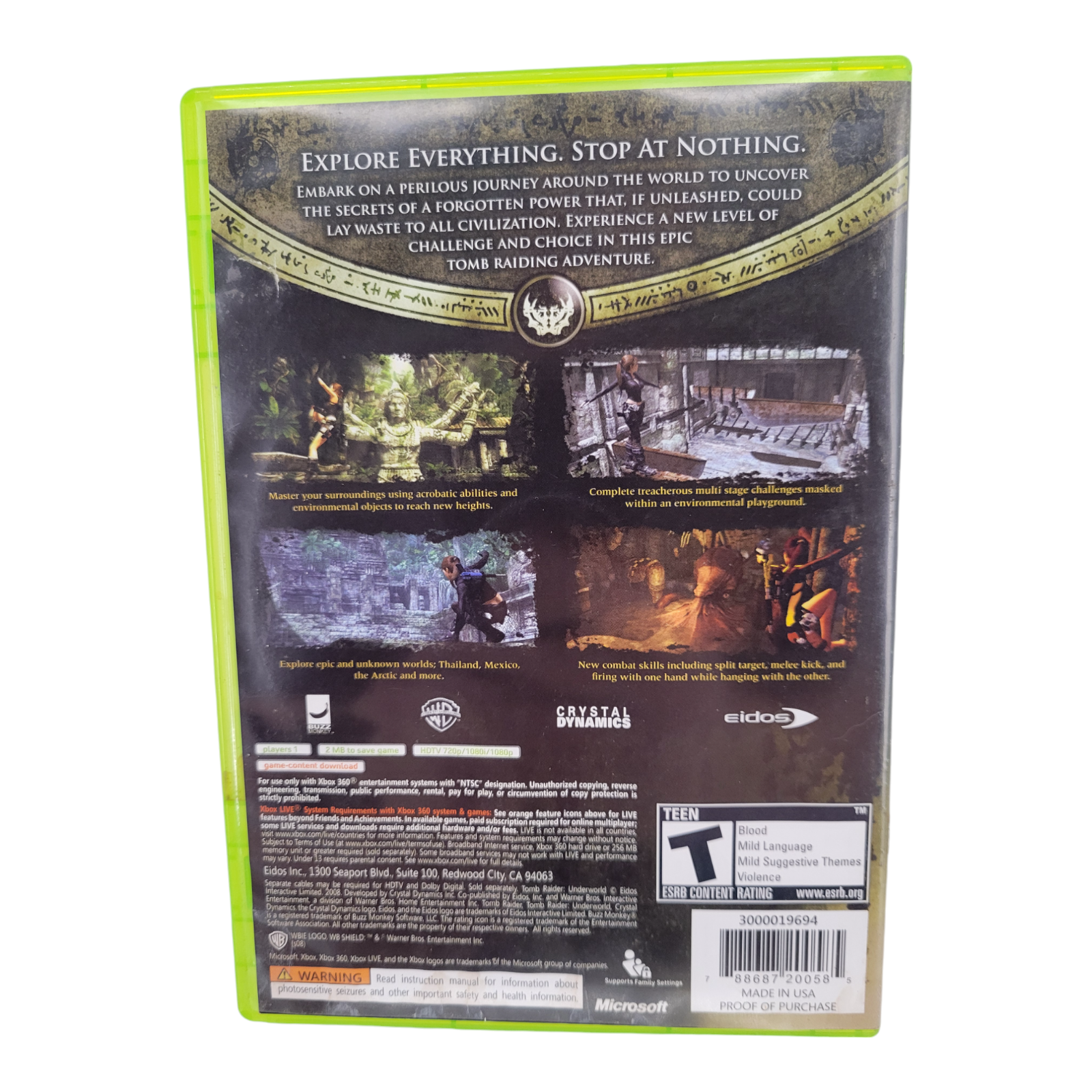 Microsoft Xbox 360 Tomb Raider Underworld 2008 with Case and Manual