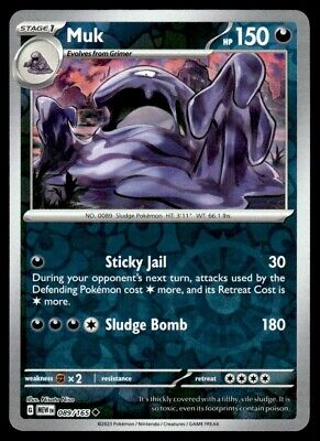 Pokemon 2023 Scarlet & Violet 151 Muk Reverse Holo Uncommon #89 Near Mint Card