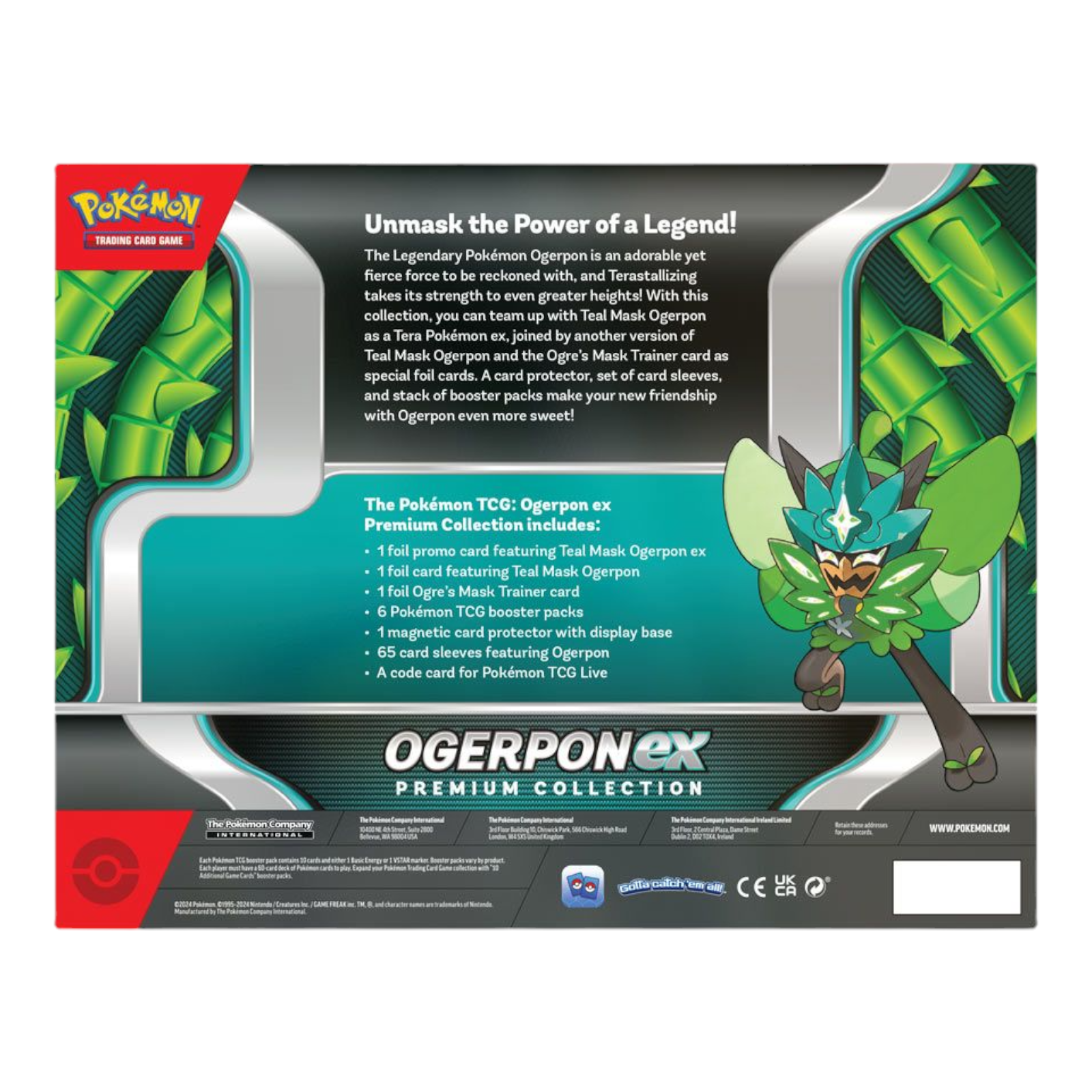 Pokémon TCG Ogerpon ex Premium Collection Box 3 Foil Promo Cards 6 Booster Packs