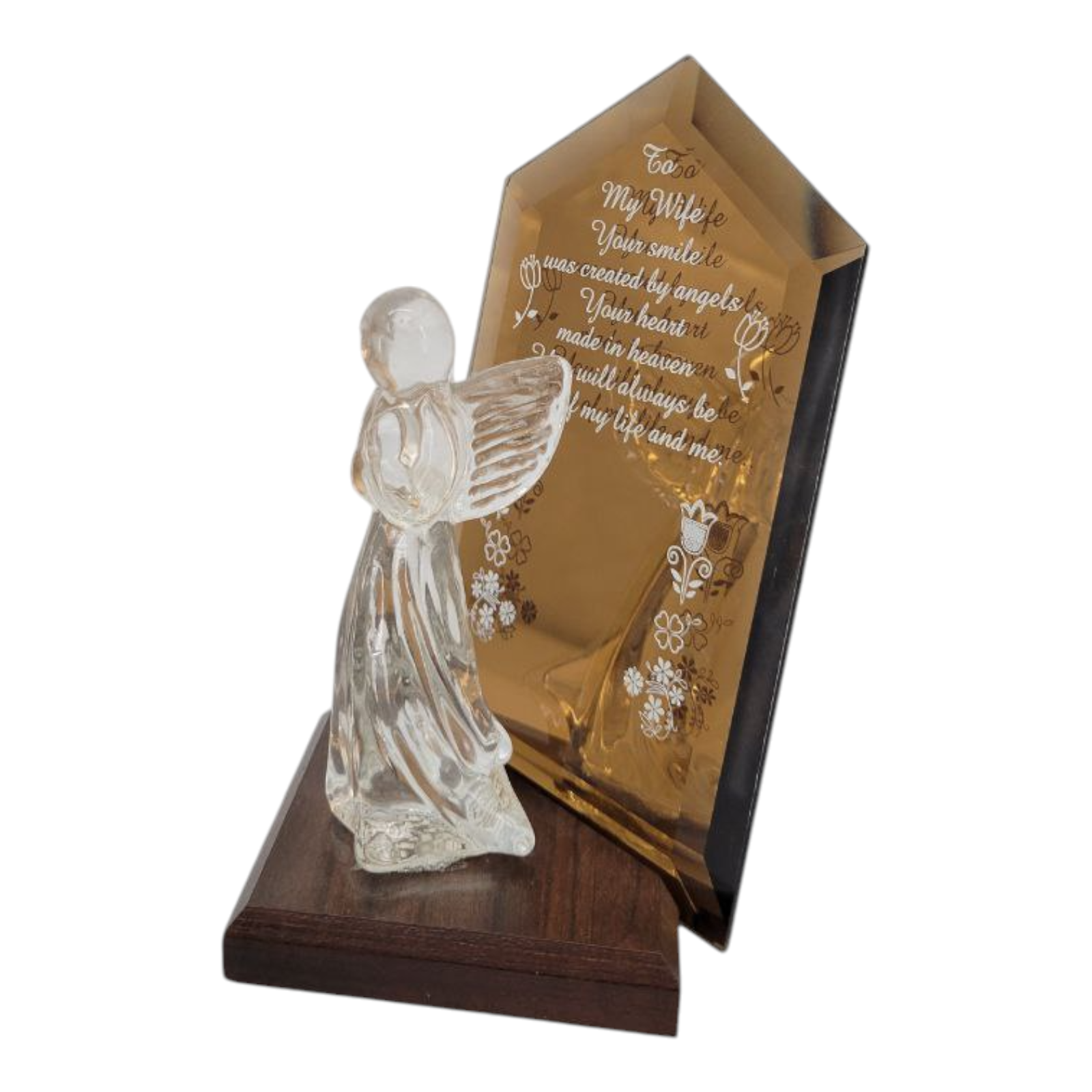 Dacra Glass Angel To My Wife Plaque Figurine Decor