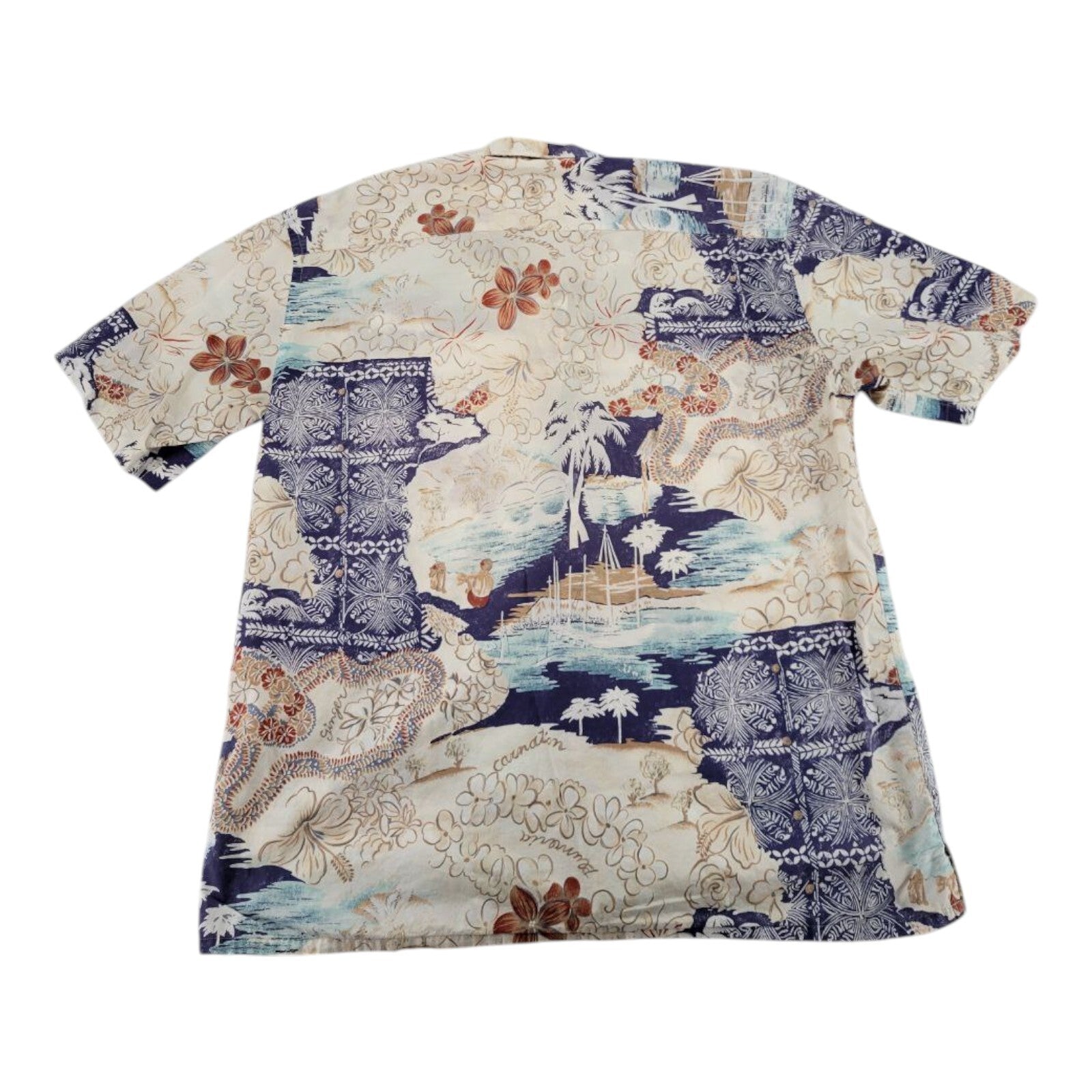 Vintage Burma Bibas Hawaiian All Over Print Button Down Shirt Mens L