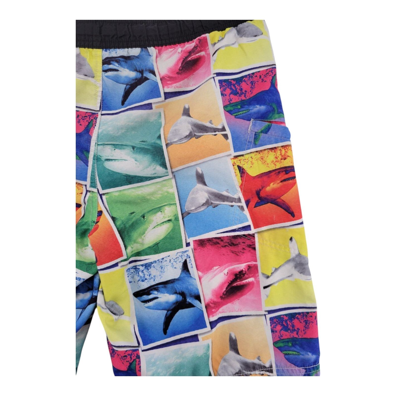 Wonder Nation Swim Trunks Boys Multicolor Shark Print Board Shorts Size XL 14-16