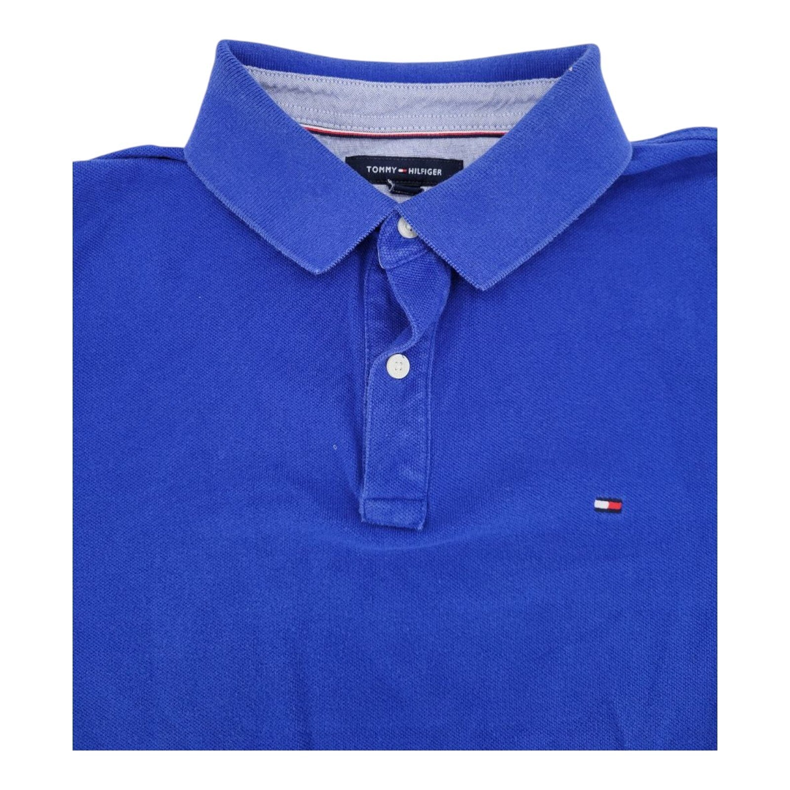 Tommy Hilfiger Blue Polo Shirt Custom Fit Short Sleeve Mens Size Large