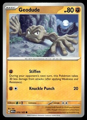 Pokemon 2023 Scarlet & Violet 151 Geodude Common #74 Near Mint Card