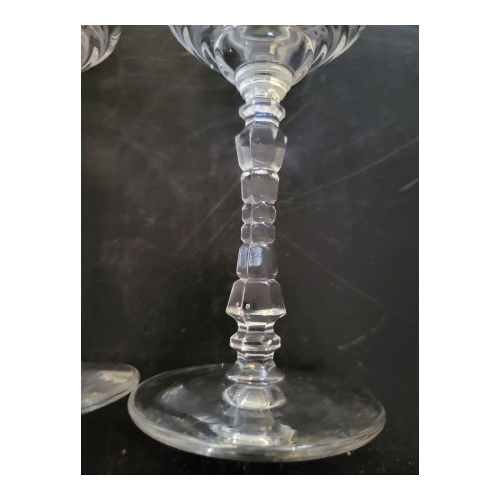 Vintage Etched Crystal Wine Sherbet Glasses Set of 2 Libbey Stem 5.75"