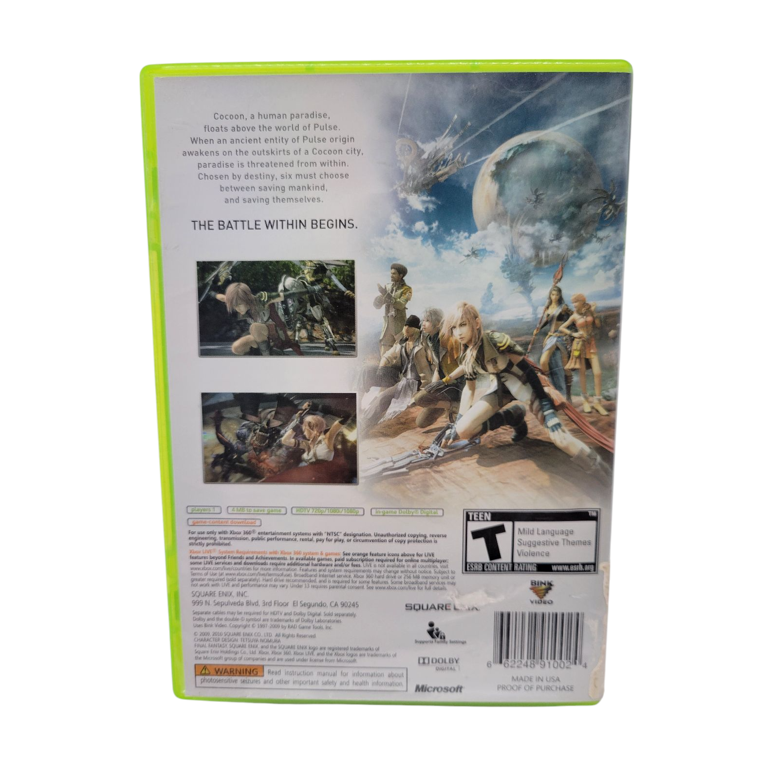 Square Enix Final Fantasy XIII Xbox 360 2010 Complete 3 Disc Set with Manual