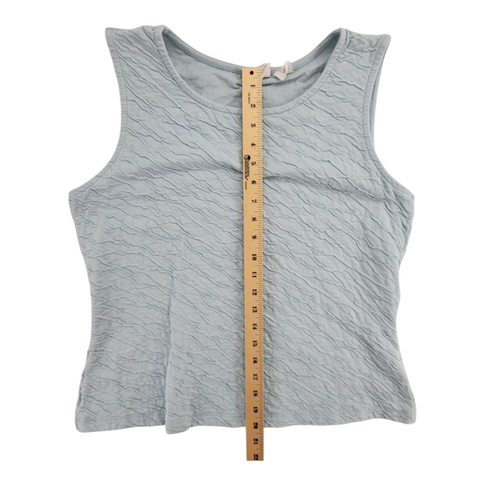 C&C California Women's Light Blue Textured Tank Top Casual Sleeveless L