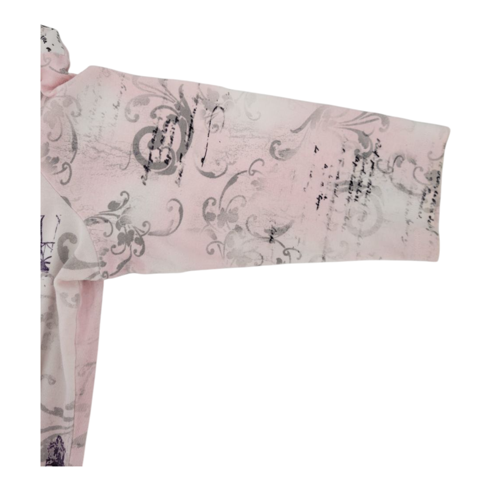 Nicole Miller Le Bistro de Marlene Pink Paris Print Top Blouse XL Long Sleeve