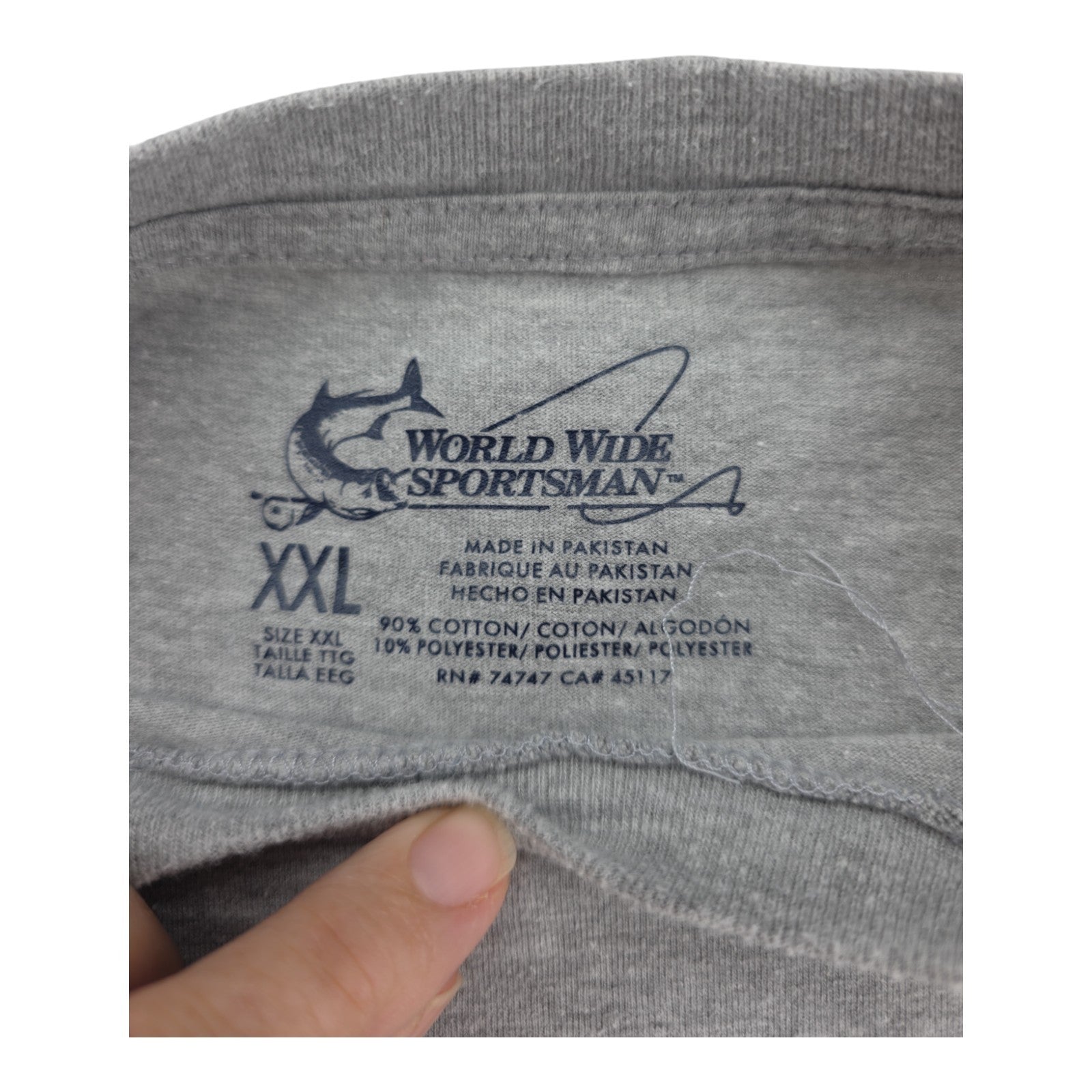 Worldwide Sportsman Offshore Angler Long Sleeve Gray Fishing Shirt Size XXL