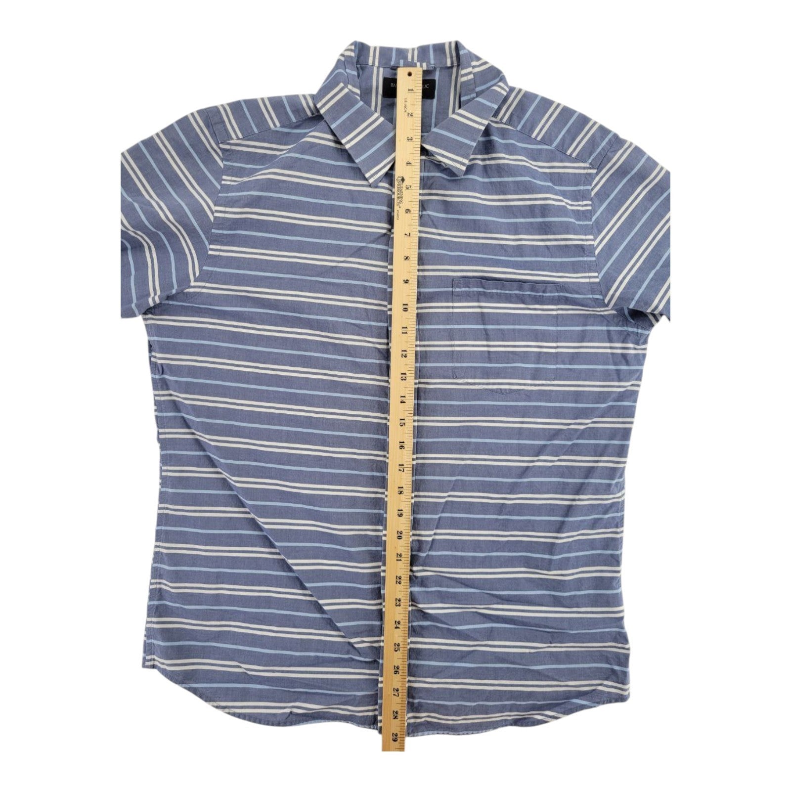 Banana Republic Men's Blue Striped Short Sleeve Soft Wash Shirt Size L