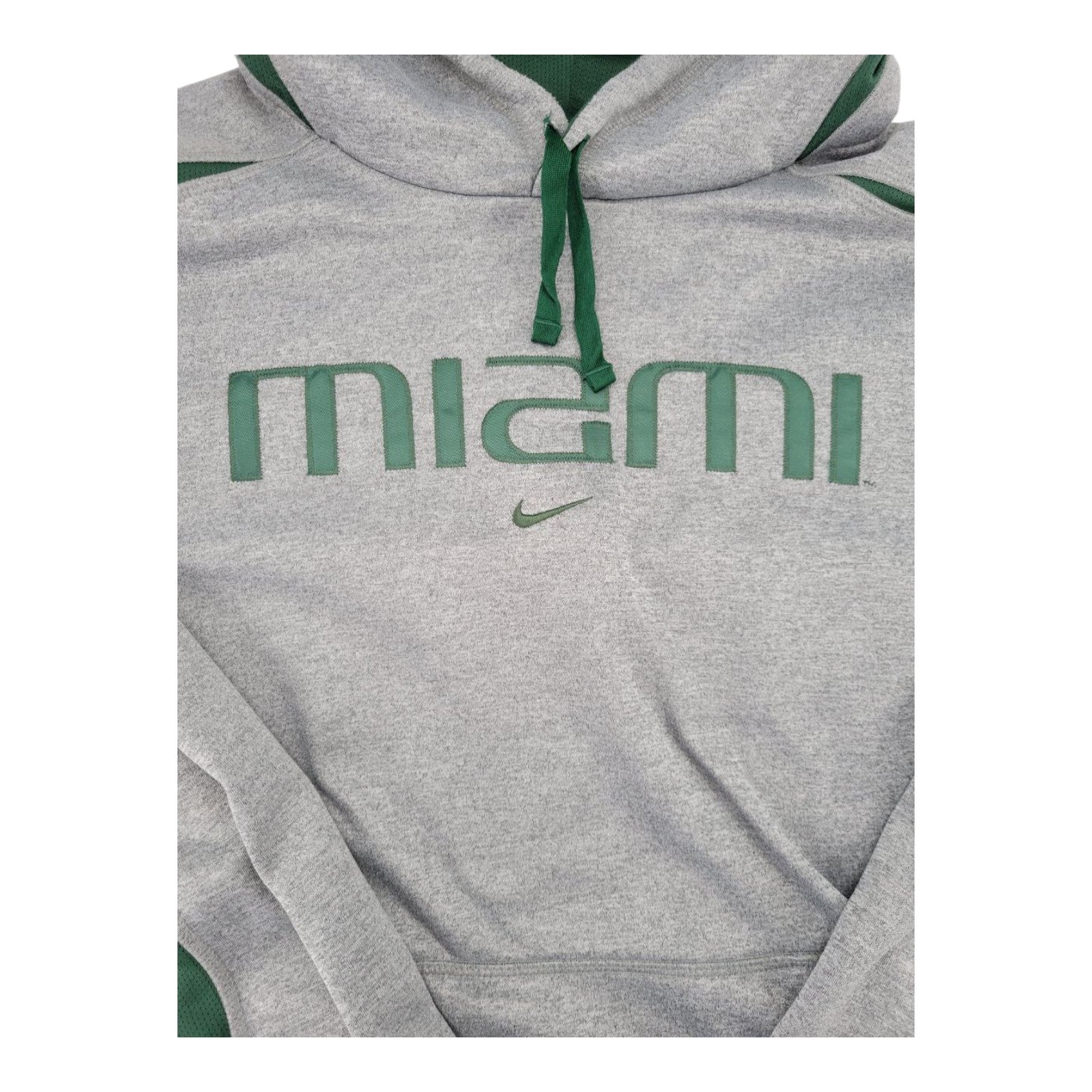 Nike Miami Hurricanes Therma-Fit Hoodie XL Gray Green Pullover NCAA