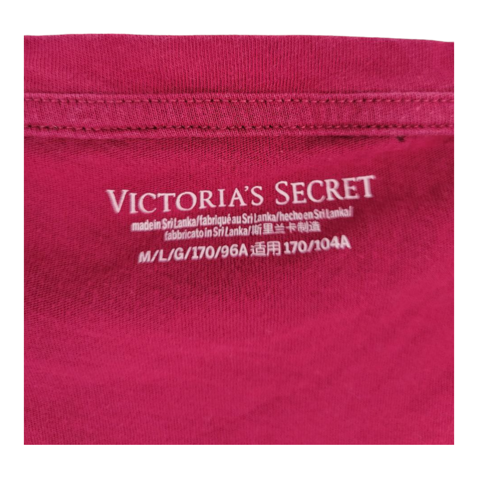Victorias Secret Womens T Shirt Pink Short Sleeve V Neck Cotton Size M L
