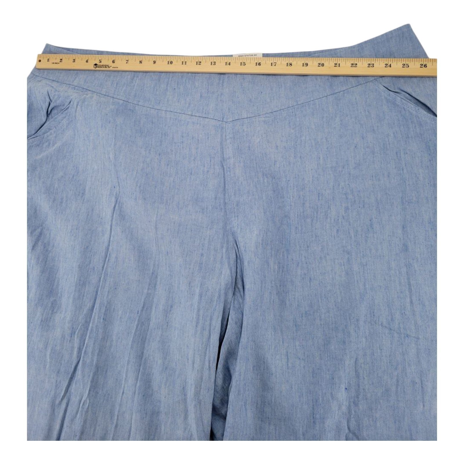 INC Plus Wide Leg Pants Size 28W Chambray Blue Mid Rise