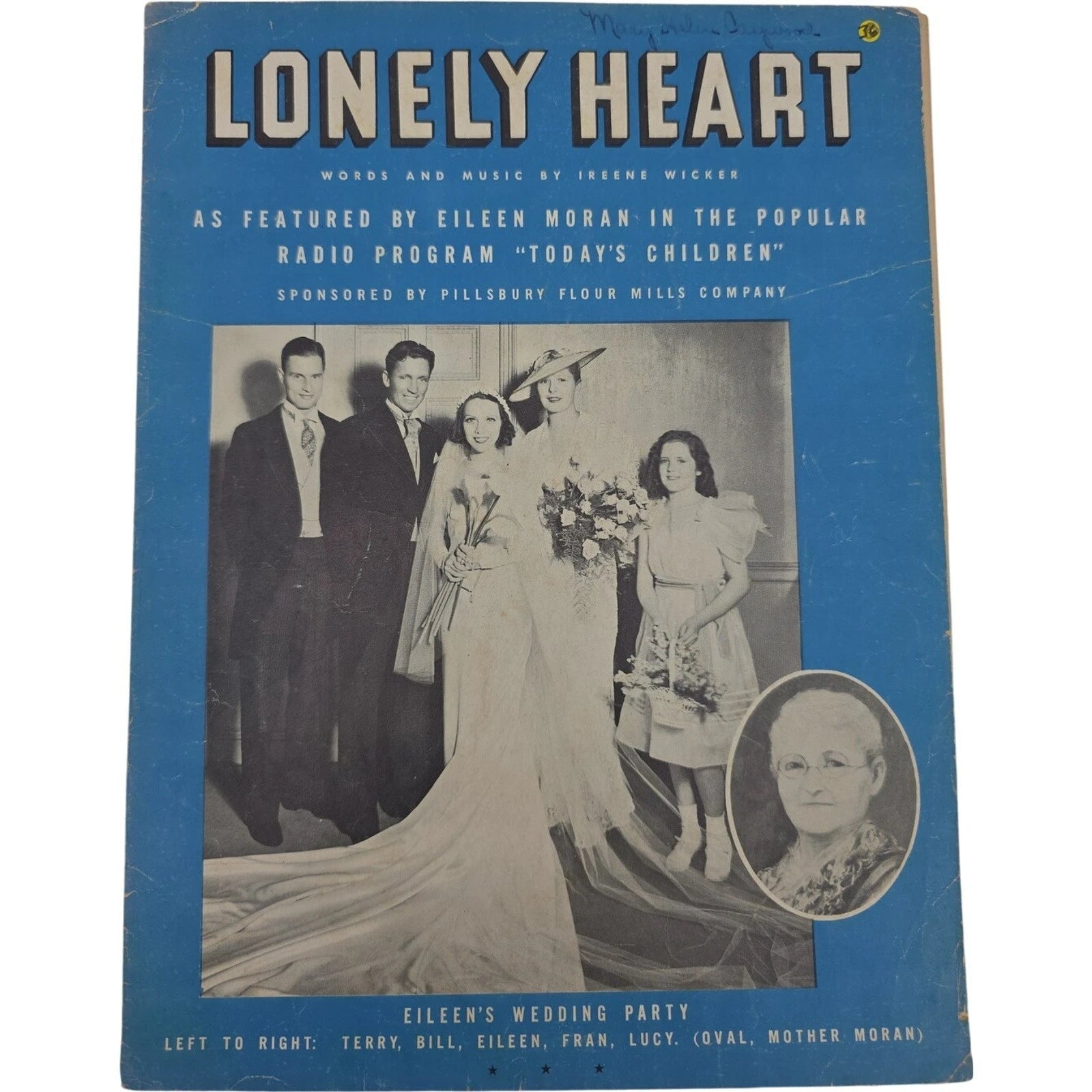 Vintage 1936 Sheet Music Lonely Heart by Ireene Wicker