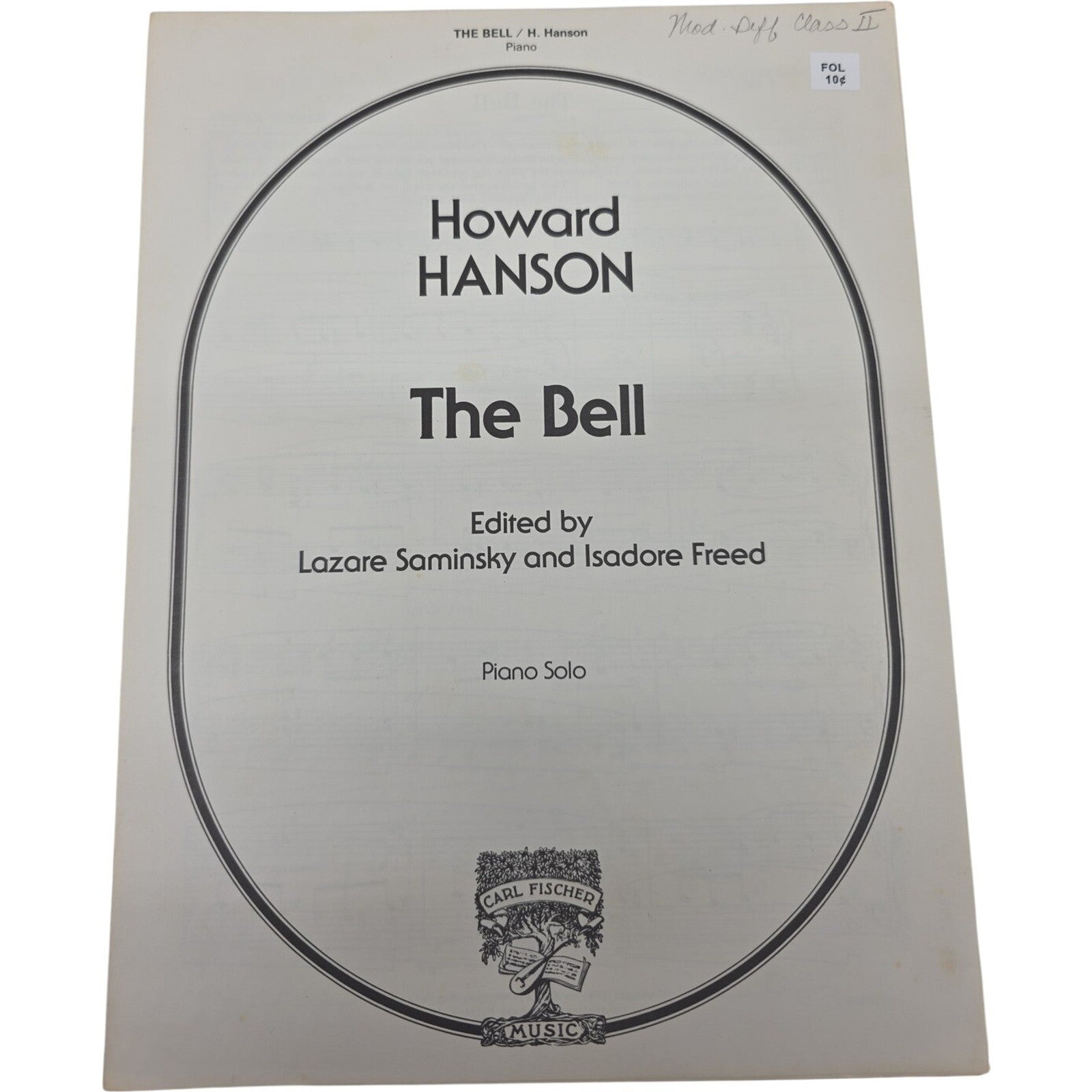 1942 Vintage Sheet Music Howard Hanson The Bell Piano Solo Carl Fischer