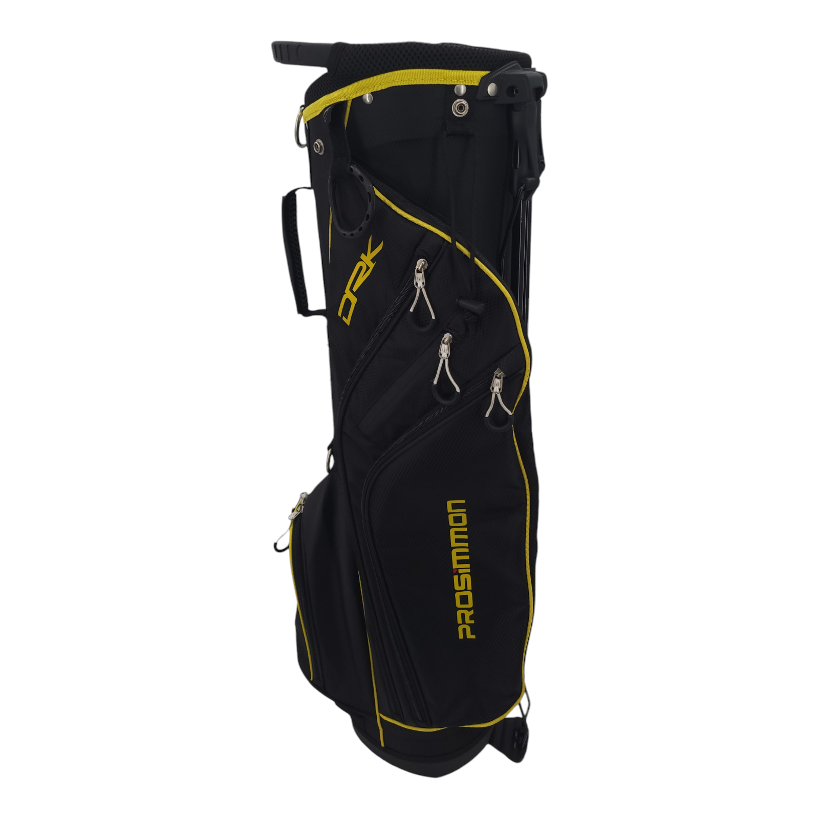 Prosimmon Mens Golf Cart Stand Bag DRK 4 Way Divider Multi Pocket Black Yellow