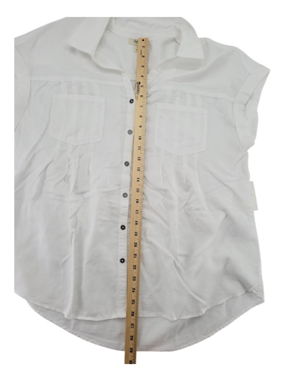 Style & Co Women's White Sleeveless Button Shirt XL Island Getaway