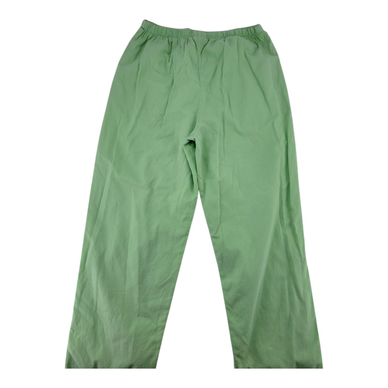 Nadia Styled in Italy Green Cotton Pants Elastic Waist Drawstring Hem Medium