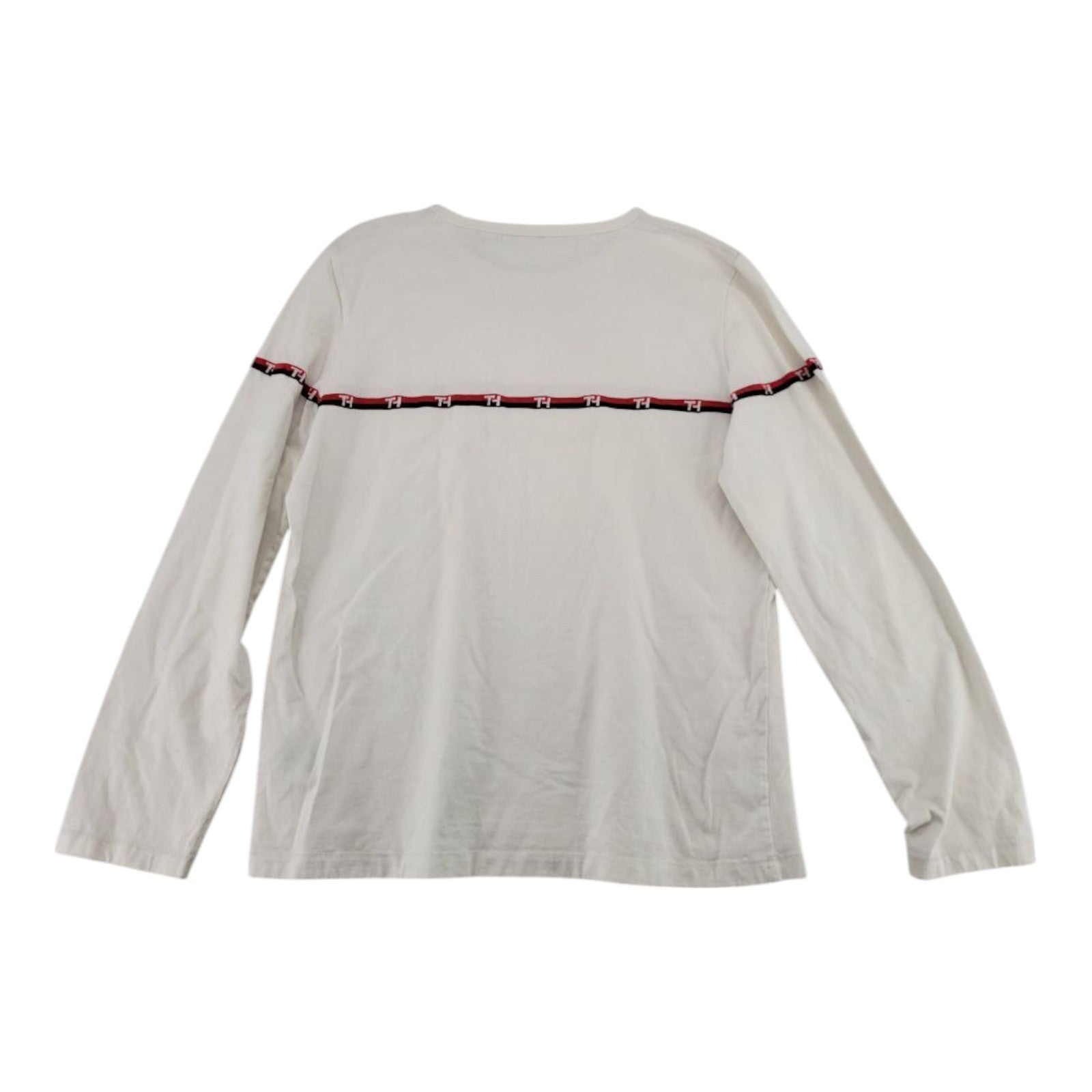 Tommy Hilfiger Off White Long Sleeve Logo Shirt Mens Size Large