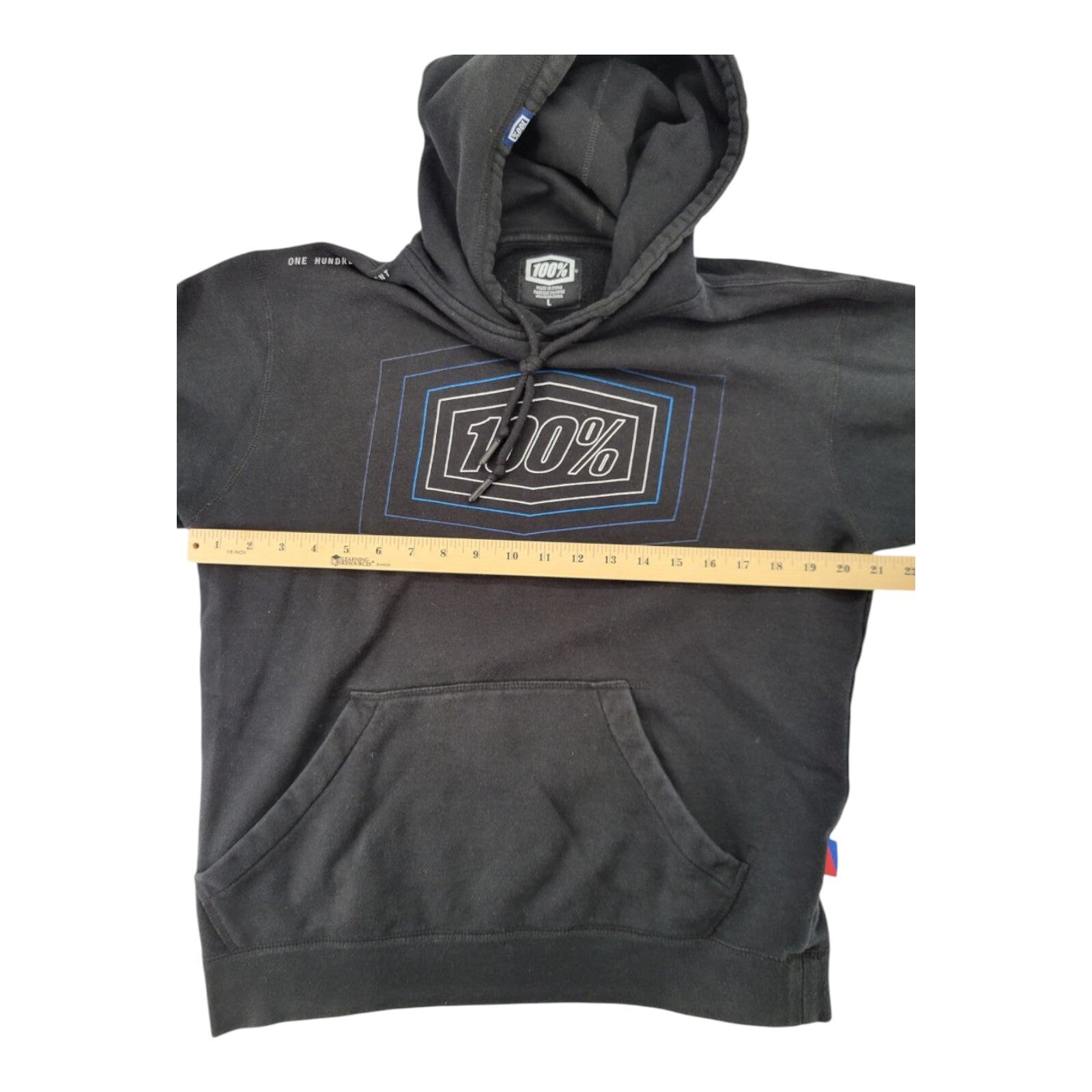 100 Percent 100% Black Graphic Sweatshirt Pullover Hoodie Mens Size L