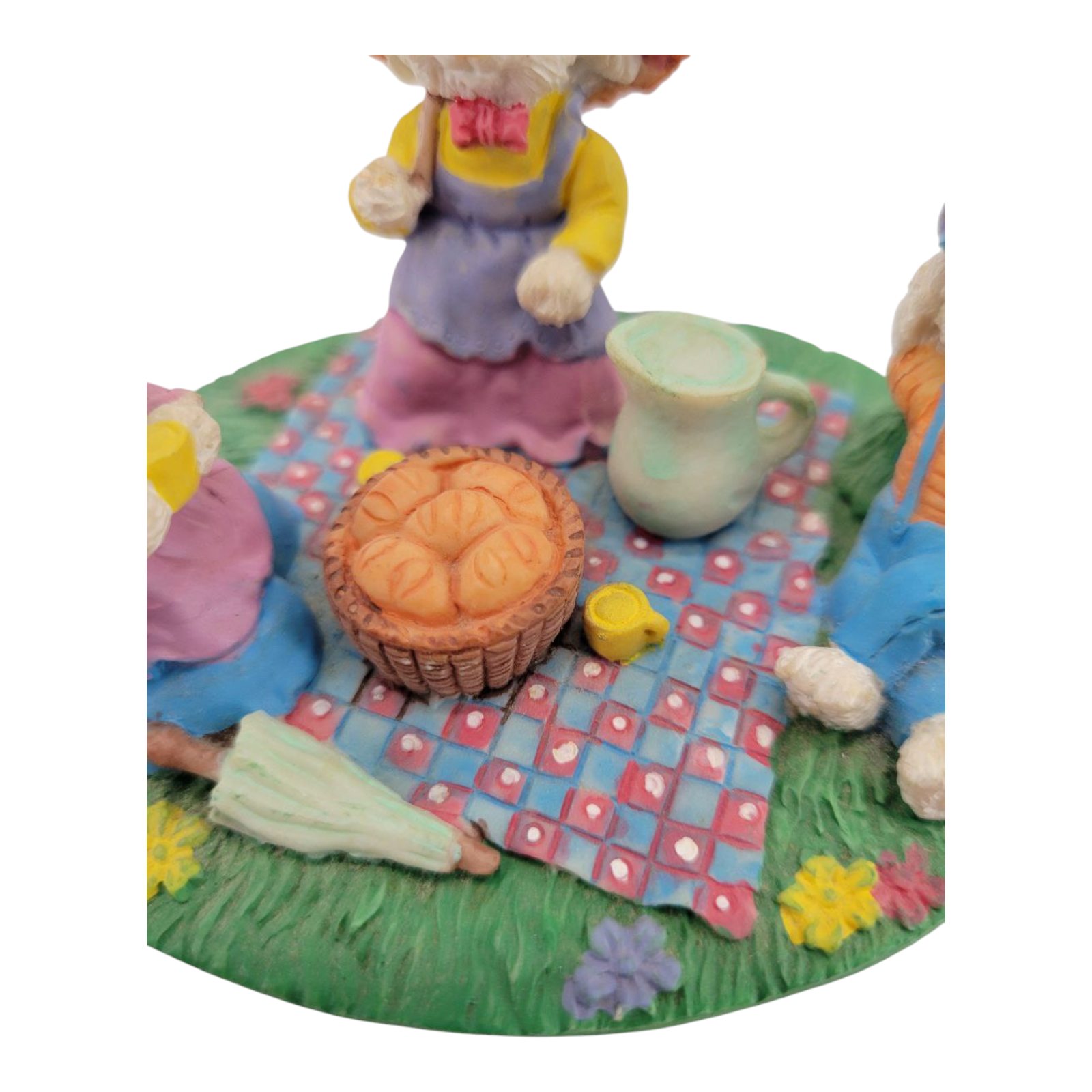 Vintage Easter Bunny Family Picnic Figurine Collectible Decor