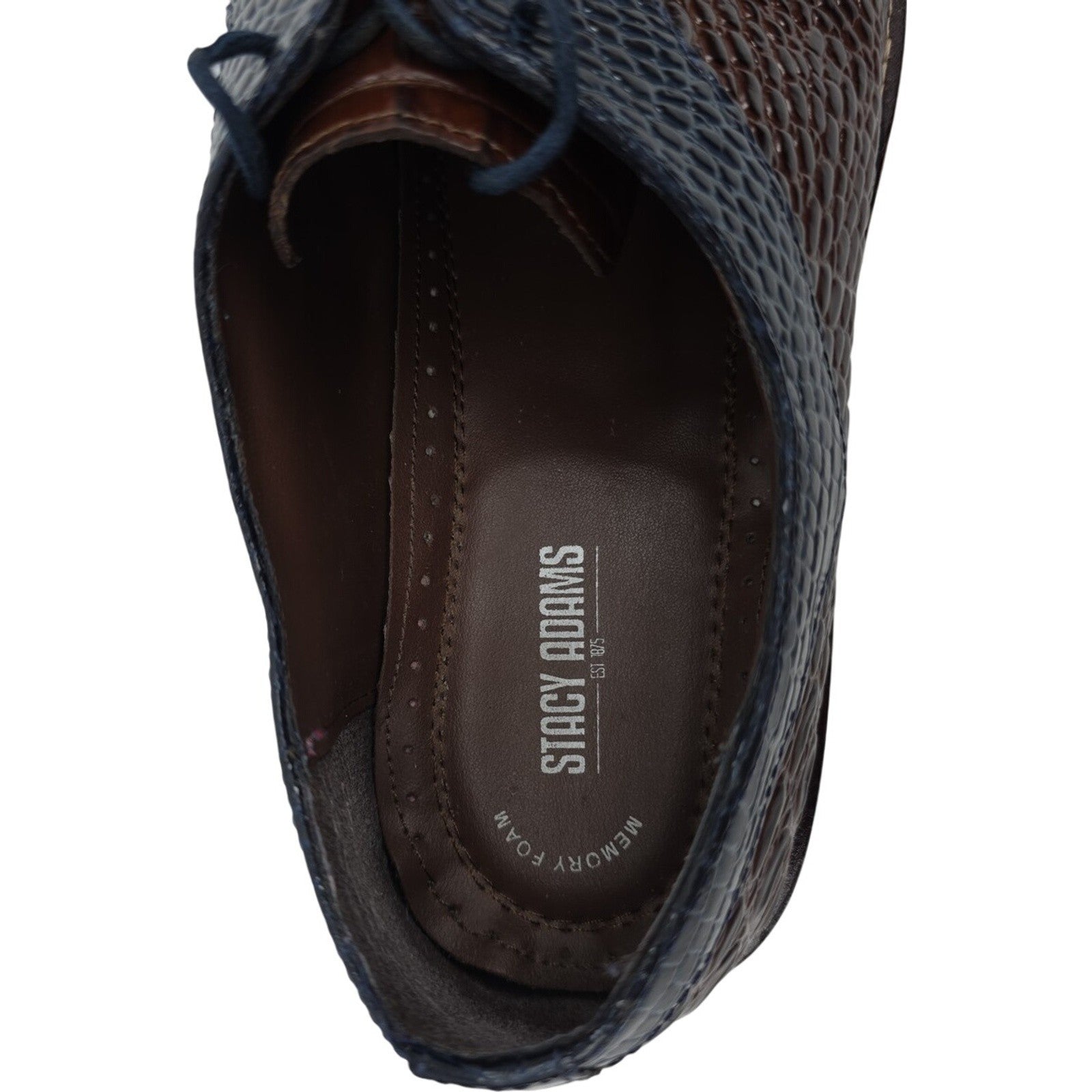 Stacy Adams Garelli Cognac Multi Embossed Leather Oxford Dress Shoes Men’s 14W