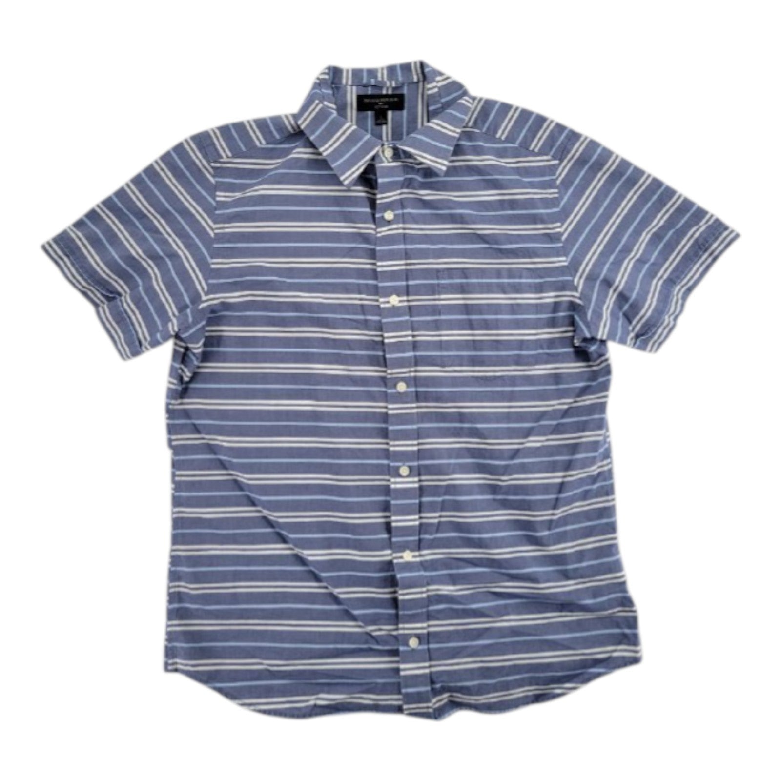 Banana Republic Men's Blue Striped Short Sleeve Soft Wash Shirt Size L