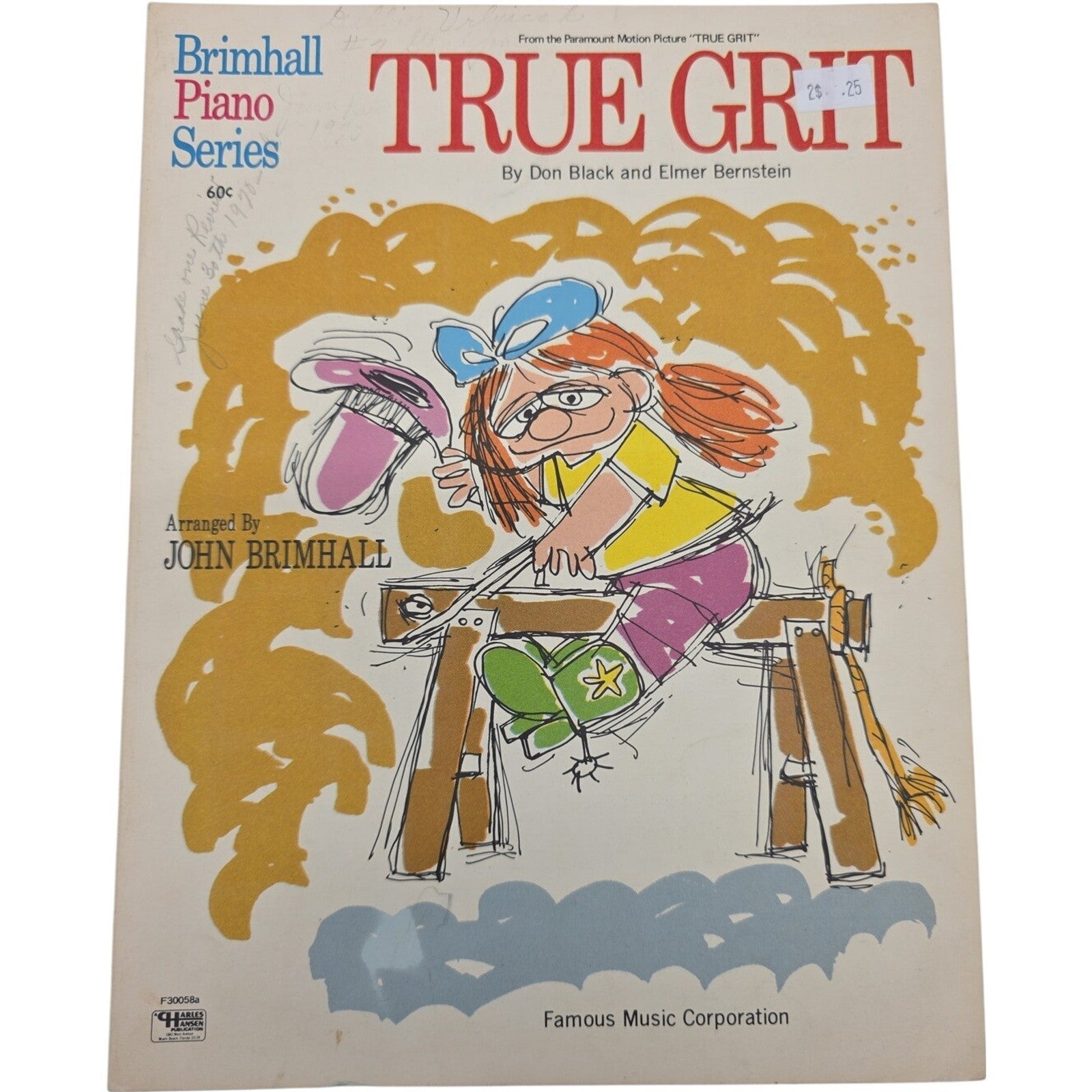 Vintage True Grit Sheet Music 1969 Don Black Elmer Bernstein John Brimhall Piano