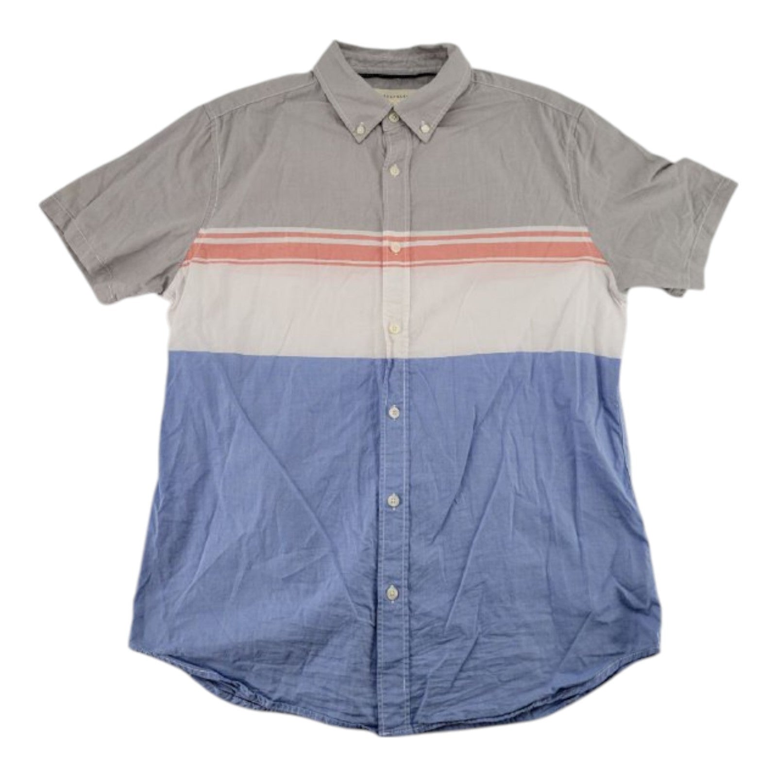 Aeropostale Men's Button Down Shirt M Gray Blue Striped Short Sleeve