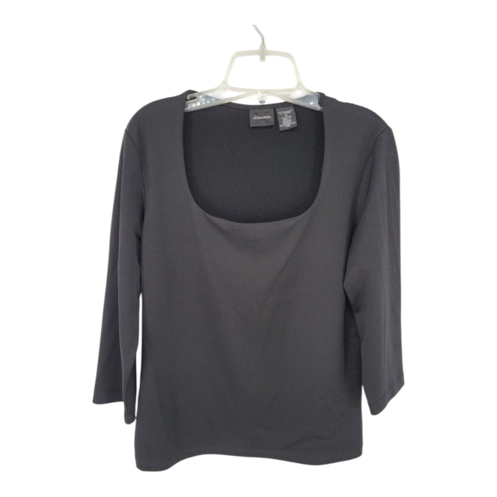 Xhilaration Women's Black Stretch Square Neck Top 3/4 Sleeve Size M