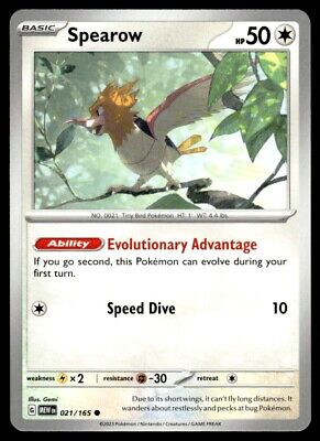 Pokemon 2023 Scarlet & Violet 151 Spearow Common #21 Near Mint Card