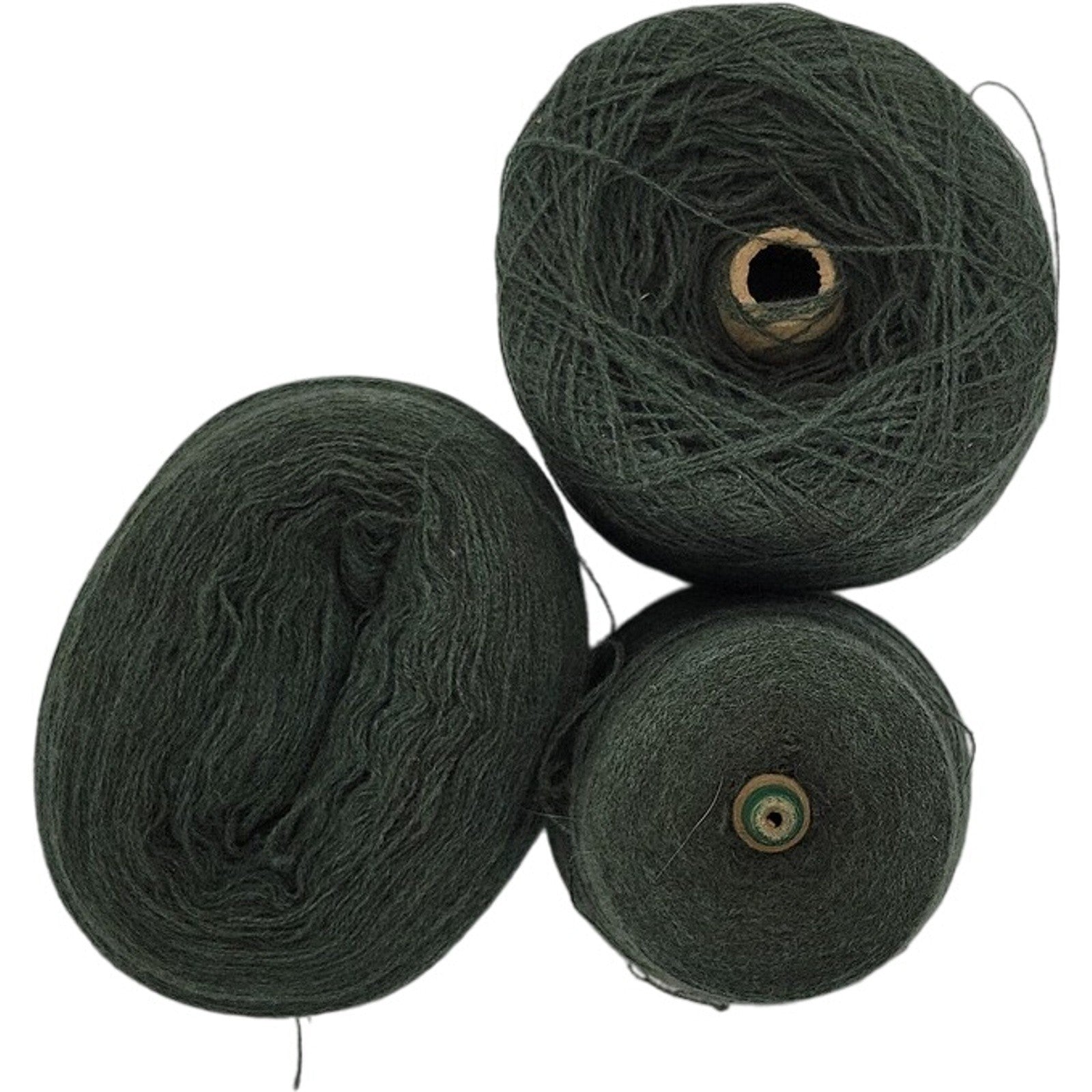 Vintage Templon Moss Heather Green Wool Blend Yarn Cone 2/24 70/30 O/W Lot of 3
