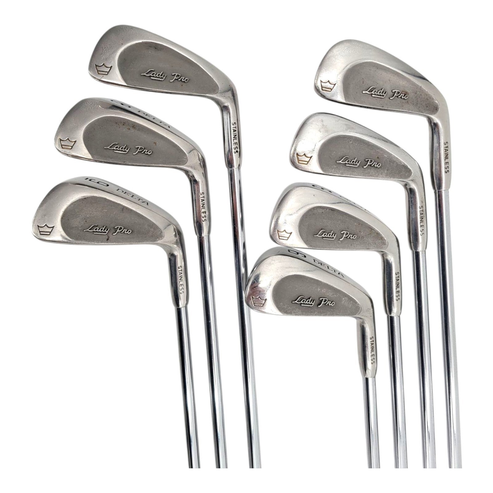 Delta Lady Pro Stainless Steel Irons Set 3–9 RH Steel Shafts Original Grips