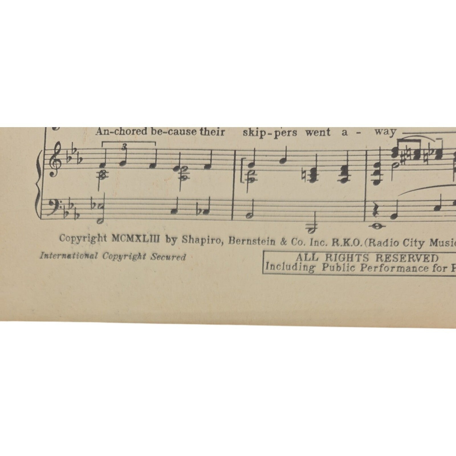 Vintage 1943 There's a Harbor of Dream Boats By Eddy Howard Sheet Music